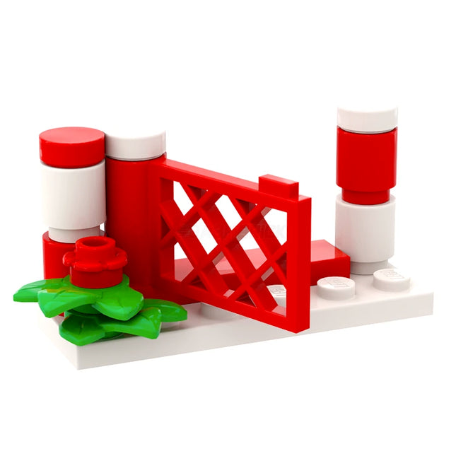 LEGO "Christmas Gate" - Festive Red & White, Classic Lattice [MiniMOC] Limited Release