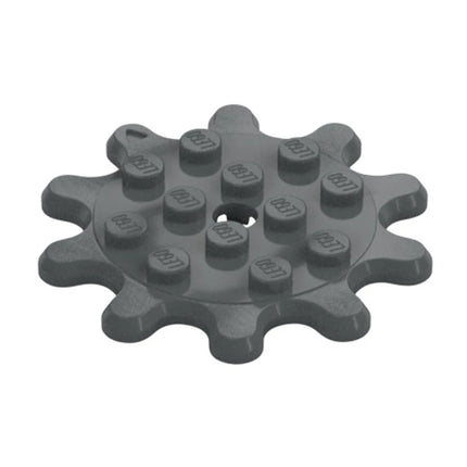 LEGO Plate, Round 4 x 4 Gear 10 Tooth, Dark Grey [35443] 6252371
