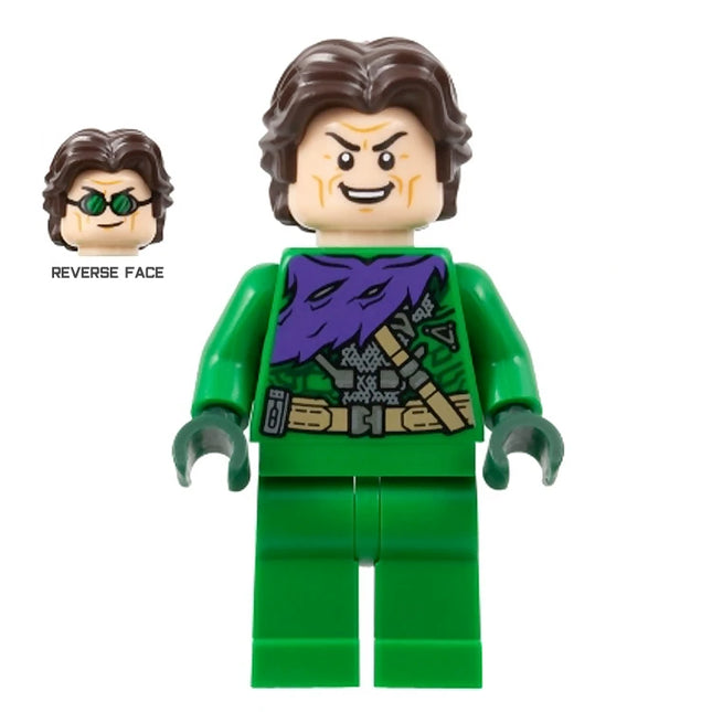 LEGO Minifigure - Green Goblin - Green Outfit without Mask, Dark Brown Hair, Spider-Man (2023) [MARVEL]
