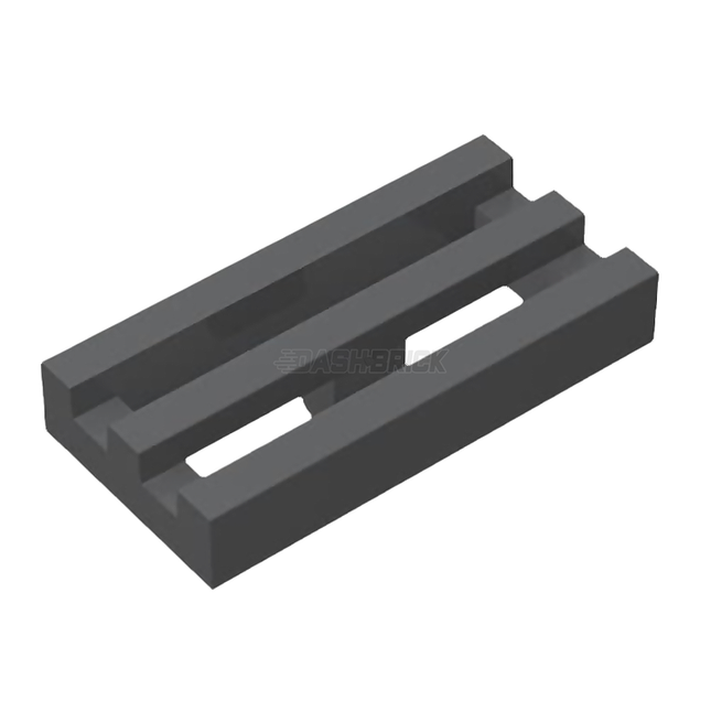 LEGO Tile, Modified 1 x 2 Grille, Bottom Groove/Lip, Dark Grey [2412b] 4210631