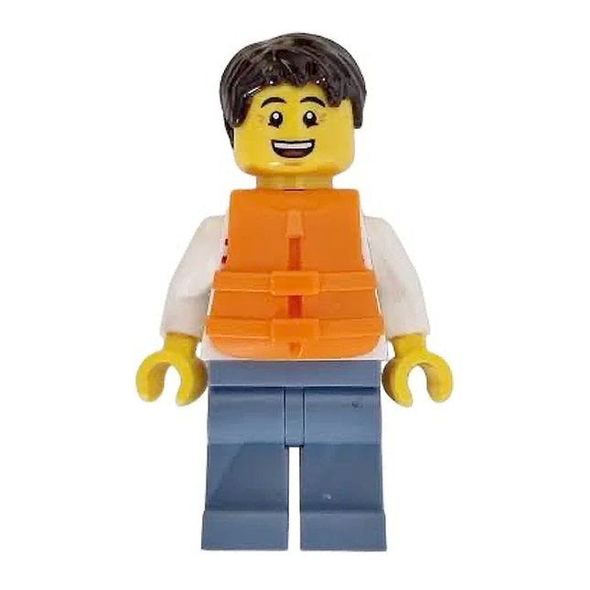 LEGO Minifigure - Male, Sailboat Driver, White Sweater, Short Tousled Hair, Life Jacket (2024) [CITY]