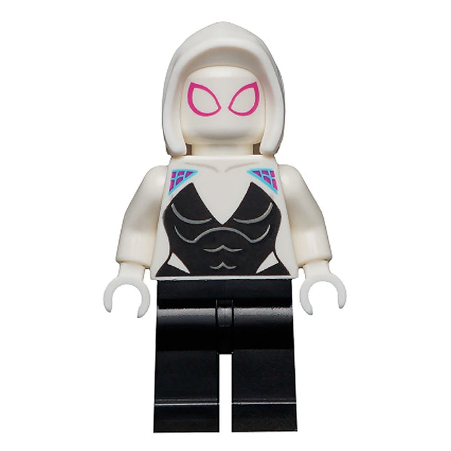 LEGO Minifigure - Ghost-Spider / Spider-Gwen (Gwen Stacy) - White Basic Smooth Hood (2021) [MARVEL]