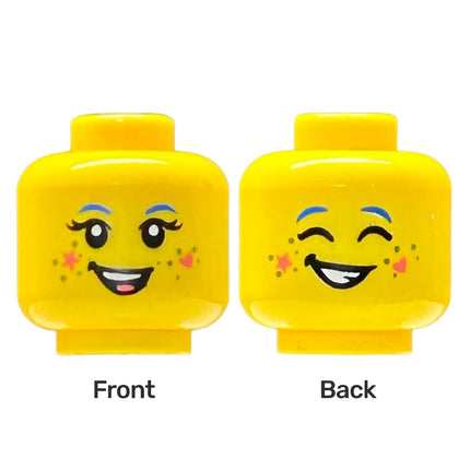 LEGO Minifigure Part - Head Female, Star and Heart, Smile Open Eyes/Closed Eyes [3626pb3428] 6434190