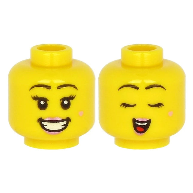 LEGO Minifigure Part - Head, Female, Metallic Pink Lips, Beauty Mark, Smile/Singin [3626pb2634] 6306822