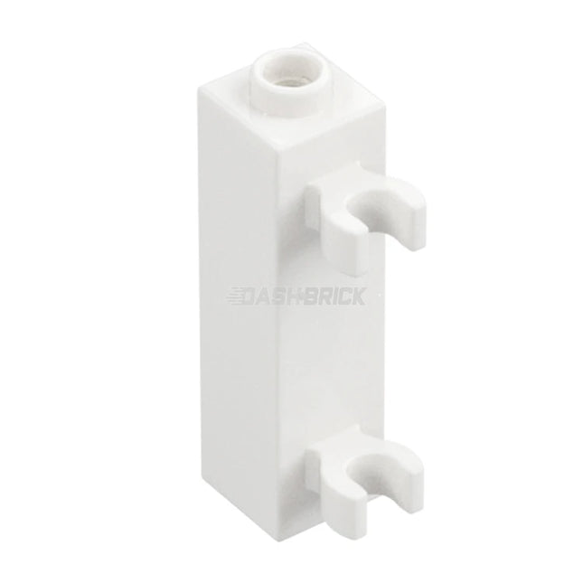 LEGO Brick, Modified 1 x 1 x 3 with 2 Clips (Vertical Grip) - Hollow Stud, White [60583b] 6320355