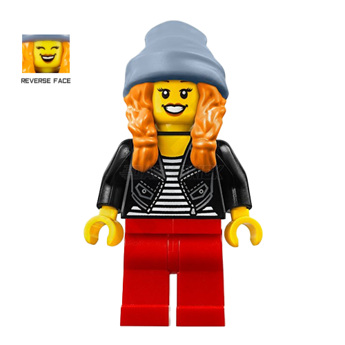 LEGO Minifigure - Beanie Girl, Orange Hair, Black Jacket, [CITY]