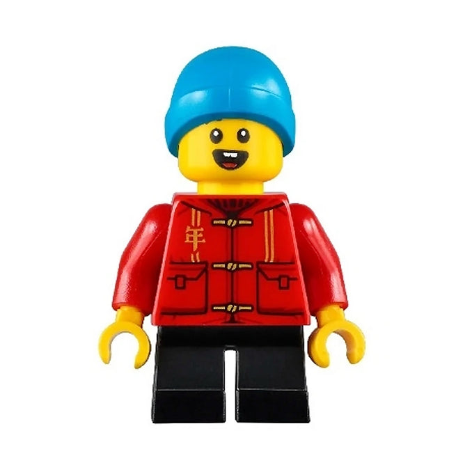LEGO Minifigure - Child - Boy, Red Tang Jacket with Hood, Beanie (2021) [CITY]