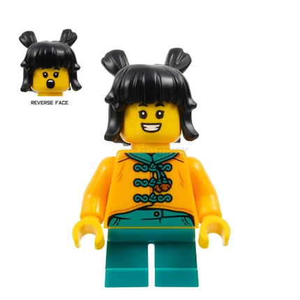 LEGO Minifigure - Child - Girl, Tang Jacket, Black Hair with Buns [CITY]