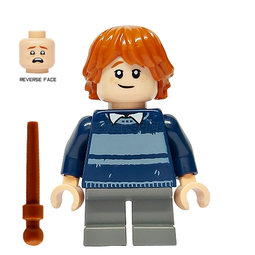 LEGO Minifigure - Ron Weasley - Dark Blue Striped Sweater, Dark Bluish Gray Short Legs [HARRY POTTER]