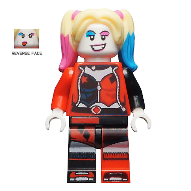 LEGO Minifigure - Harley Quinn - Bright Light Yellow Hair, Jacket Open, Corset (2020) [DC COMICS]