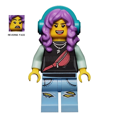 LEGO Minifigure Parker Jackson Black Top, Headphones (Smile