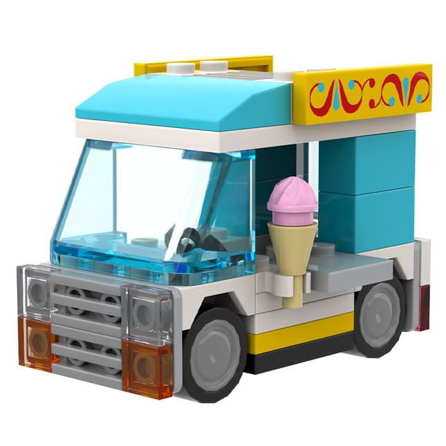 LEGO "Pint-Sized Treat Cruiser" - Mini Ice-Cream Truck, Medium Azure [MiniMOC]