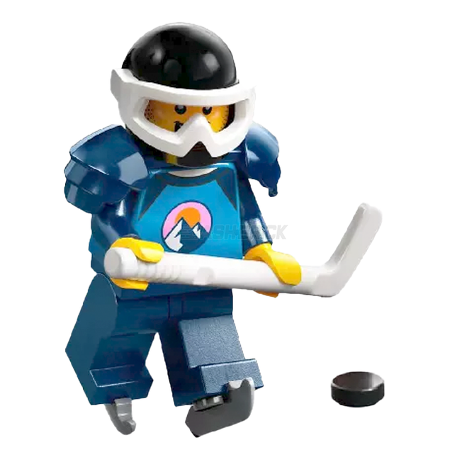 LEGO Minifigure - Ice Hockey Player - Male, Shoulder Pads, Black Helmet [CITY]