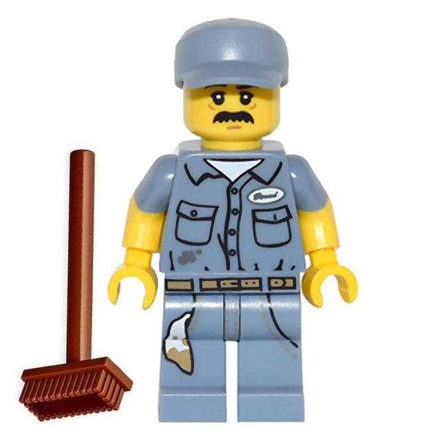 LEGO Minifigure - Janitor, Broom (2016) [Series 15]