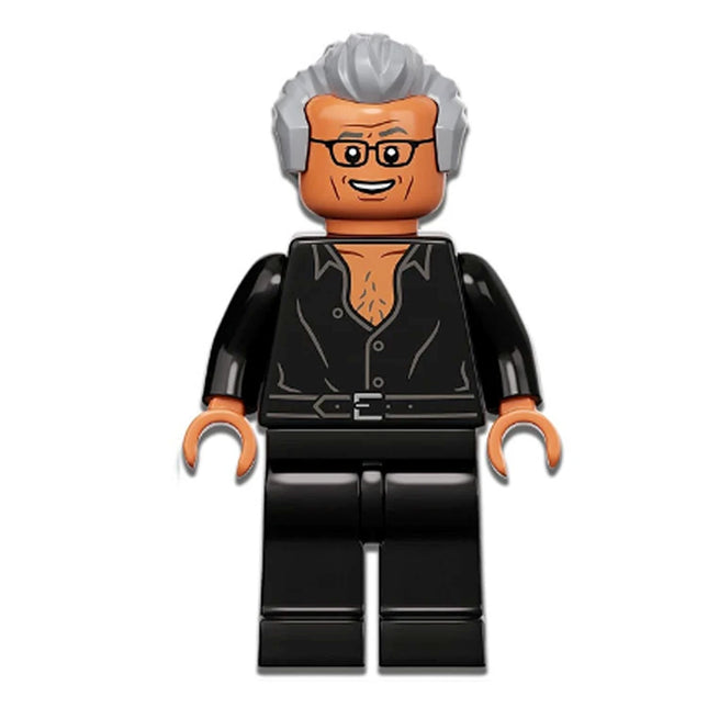 LEGO Minifigure - Dr. Ian Malcolm - Partially Open Shirt, Light Gray Hair (2022) [JURASSIC WORLD]