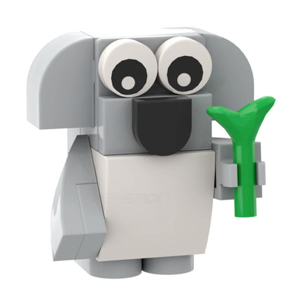 LEGO "Brick Koala - Banjo" Grey with Leaf [MiniMOC]
