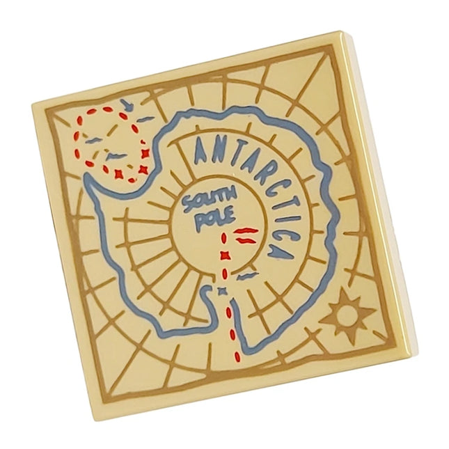 LEGO Minifigure Accessory - Tile, Map, ANTARCTICA/SOUTH POLE (2 x 2) [3068pb2551]