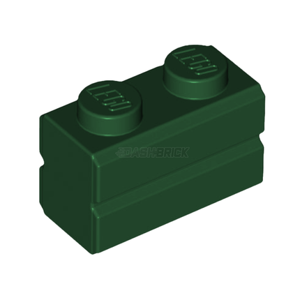 LEGO Brick, Modified 1 x 2, Masonry Profile, Dark Green [98283] 6400283