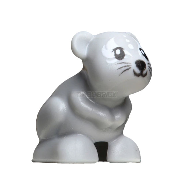 LEGO Minifigure Animal - Mouse/Hamster/Gerbil, Whiskers, White Face Decorations, Light Grey [24183pb04]