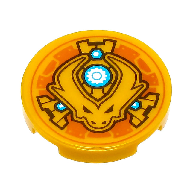 LEGO Minifigure Accessory - Gold Coin, Dragon Head with Horns, 2 x 2 Tile, Pearl Gold [14769pb656] 6467216