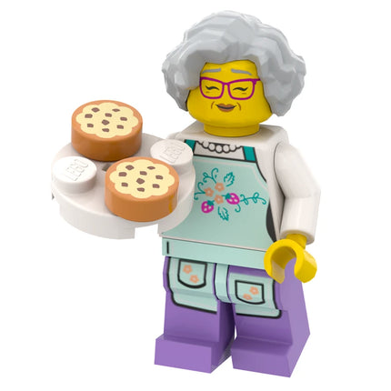 LEGO Minifigure - "Nonna", Female, Apron, Glasses, Grey Hair (2025) [LEGO IDEAS]