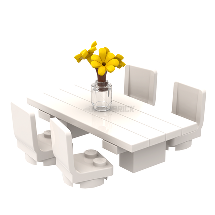 LEGO "Outdoor Patio Set" - Tables, 4 Chairs, Flowers, White [MiniMOC]