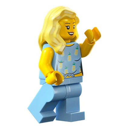 LEGO Minifigure - Female, Pineapple Print Top, Bright Light Yellow Hair (2023) [CITY]