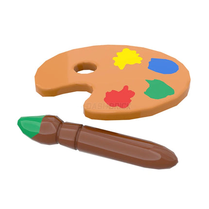 LEGO Minifigure Accessory - Paint Palette & Green Paint Brush [COMBO]