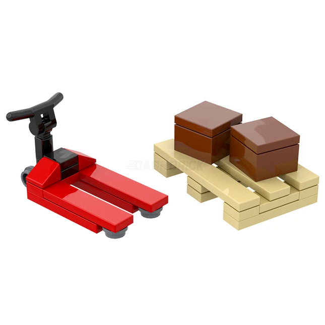 LEGO "Pallet Jack" - Red, Wheeled Pallet Trolley [MiniMOC]