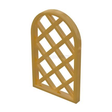 LEGO Pane for Window 1 x 2 x 2 2/3 Lattice Diamond with Rounded Top, Pearl Gold [30046] 6173106