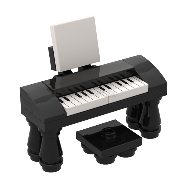 LEGO "Keyboard Piano" - Stand and Stool, Black [MiniMOC]