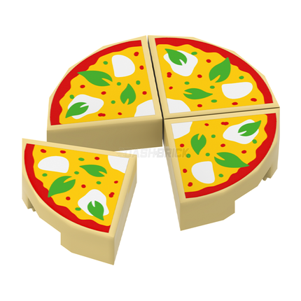 LEGO Minifigure Food - Pizza Whole, Green Basil Leaves, White Mozzarella Cheese [25269pb030]