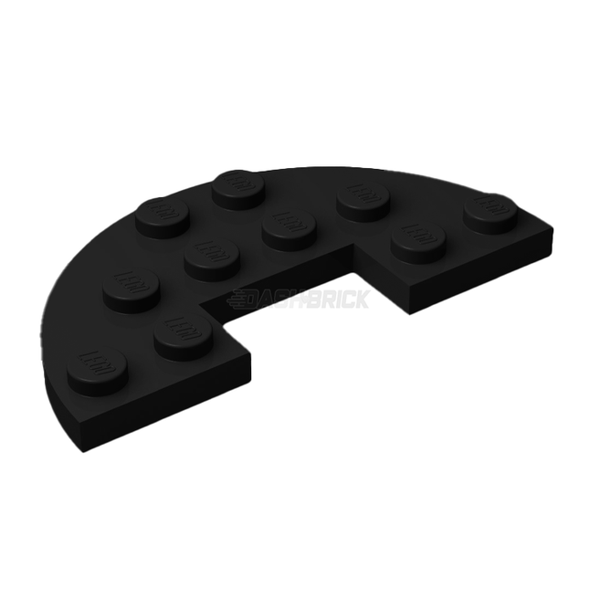 LEGO Plate, Round Half 3 x 6 with 1 x 2 Cutout, Black [18646] 6138405