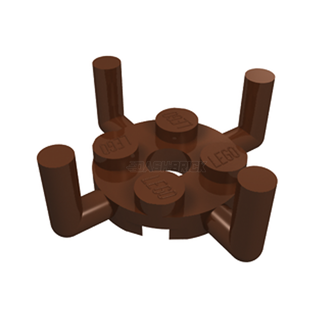 LEGO Plate, Round 2 x 2 with Pin Hole and 4 Bar Arms Up, Reddish Brown [98284] 6313506