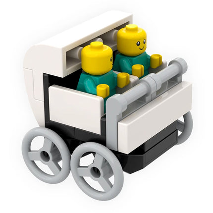 LEGO "Baby Bassinet Double Pram" - Buggy/Pushchair for Twins, Black/White [MiniMOC]