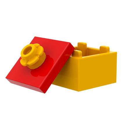 LEGO "Present Box" - Container with Lid, Red/Bright Light Orange [MiniMOC]