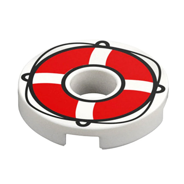 LEGO Minifigure Accessory - Tile,  Red Life Preserver with Black Loops (Round 2 x 2) [15535pb11] 6476635