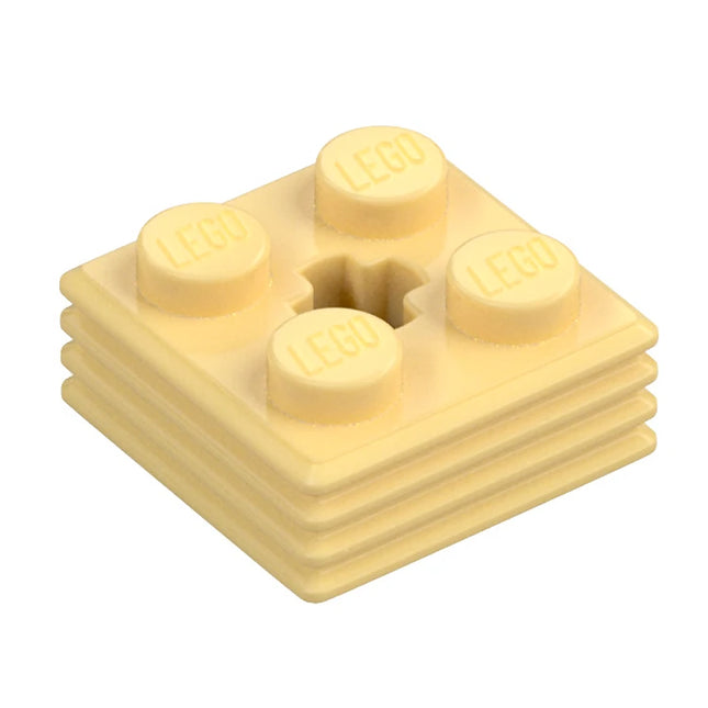 LEGO Brick, Modified 2 x 2 x 2/3 Ribbed with Axle Hole, Tan [71752] 6330903