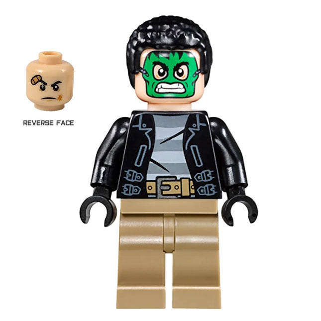 LEGO Minifigure - Masked Robber - Green Hulk Mask, Striped Shirt, Spider-Man (2017) [MARVEL]