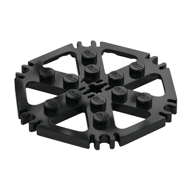 LEGO Technic, Plate Rotor 6 Blade with Clip Ends Connected (Water Wheel) - Solid Studs, Black [69984] 6345465