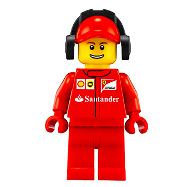 LEGO Minifigure - Scuderia Ferrari Team Crew Member - Male, Thin Grin with Teeth (2015) [SPEED CHAMPIONS]