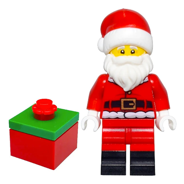LEGO Minifigure - Santa, Fur Lined Jacket, 2 Wrinkles on Back, Black Boots, Santa Hat (2024) [Christmas]
