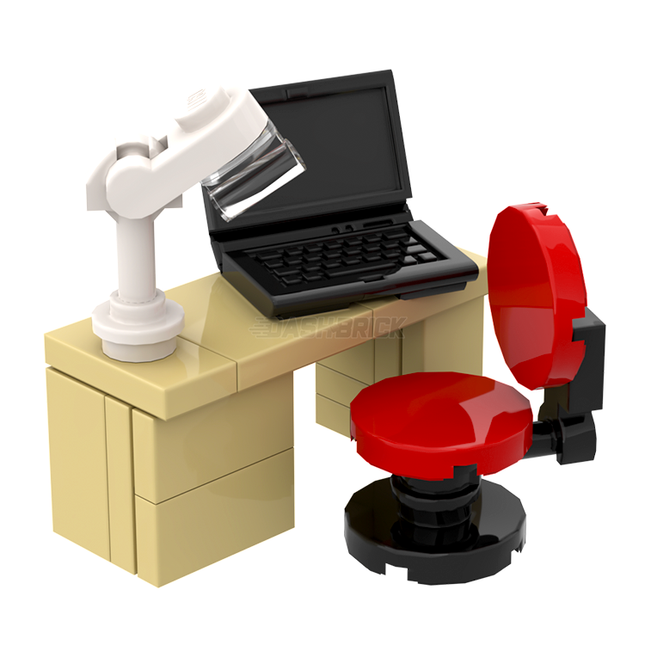 LEGO "Study Desk" - Modern Student Desk, Swivel Chair, Lamp [MiniMOC]