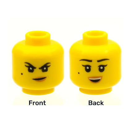 LEGO Minifigure Part - Head Dual Sided Female, Single Eyelashes, and Beauty Mark, Smile [3626pb2249] 6253840