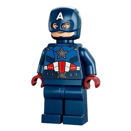 LEGO Minifigure - Captain America - Dark Blue Suit with Dark Blue Belt, Dark Red Hands, Helmet (2023) [MARVEL]
