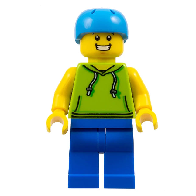 LEGO Minifigure - Male, Green Jacket, Skater, Blue Helmet (2020) [CITY]