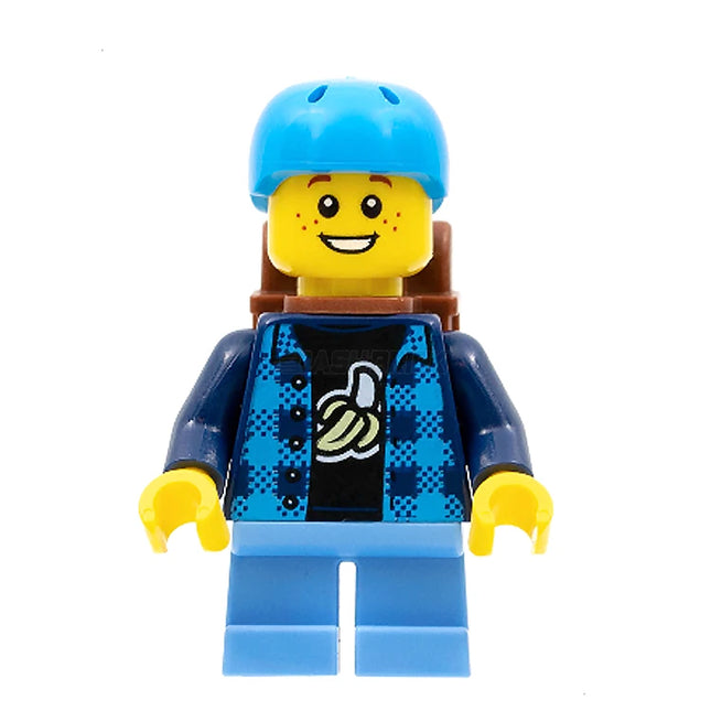LEGO Minifigure - Child - Boy, Skateboarder, Banana Shirt, Helmet, Backpack [CITY]