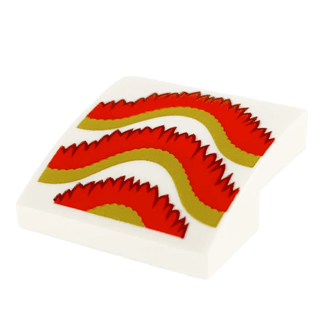 LEGO Slope, Curved 2 x 2 x 2/3, Dark Red, Red, and Gold Fringe, White [15068pb225] 6298827