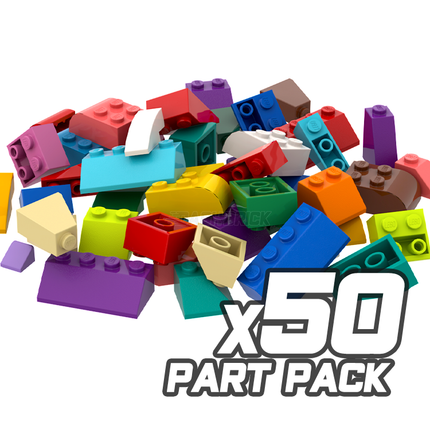 LEGO "Slopes" Roofs, Ledges, Curves [50 Part Pack] Assorted Colours, Sizes & Variations