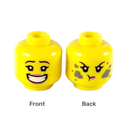 LEGO Minifigure Part - Head Female, Pink Lips Big Smile with Teeth/Dirt Stains, Angry [3626pb2440] 6271211